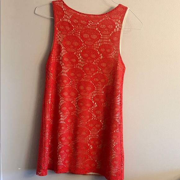 Audrey 3+1 Red Crochet Lace Peter Pan Collar Dress - Picture 6 of 6